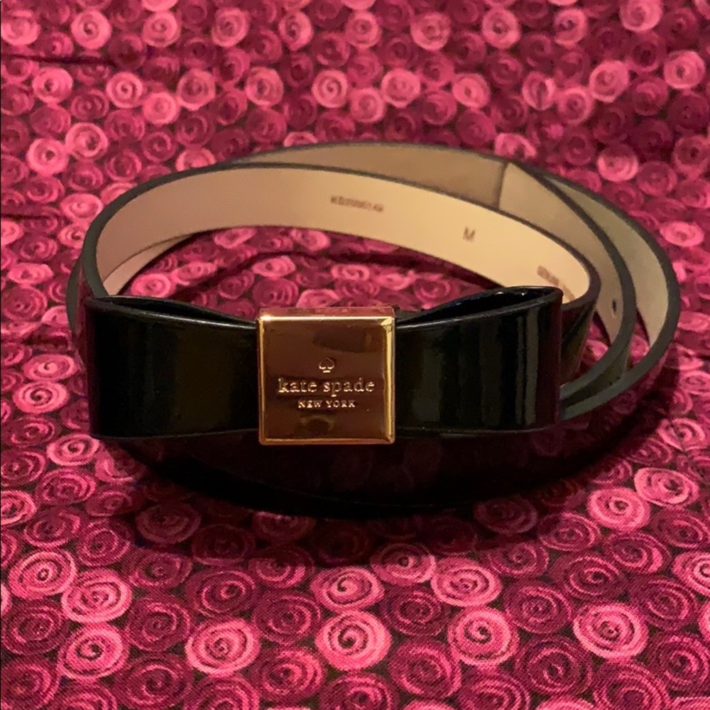 Kate spade ♠️ black patent leather bow belt